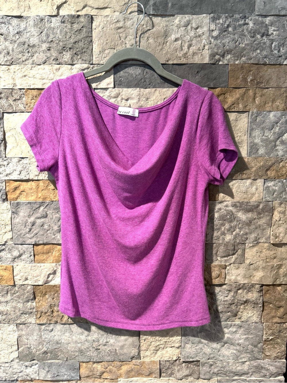 NWOT. Be Cool Magenta Cowl Neck Top